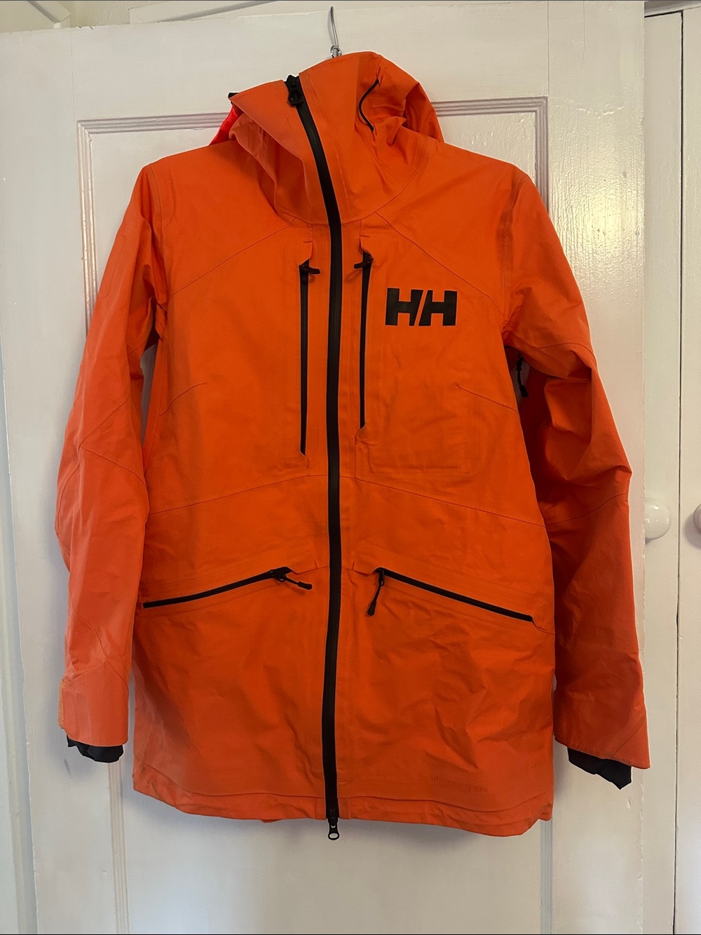 Helly Hansen Bright Orange Waterproof Ski Jacket with Hood